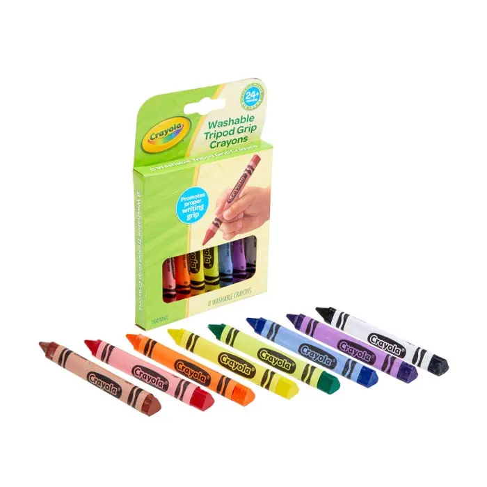 One Day Deal Crayola Washable Tripod Grip Crayons, Assorted Colors, Set of 8